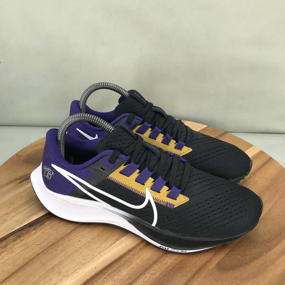 Nike Air Zoom Pegasus 38 Baltimore Ravens Black Purple Gold DJ0849-001 Mens 6.5